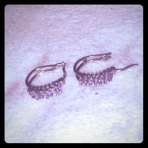 Amethyst Earrings - Hook Closure - Sterling Silver In Box